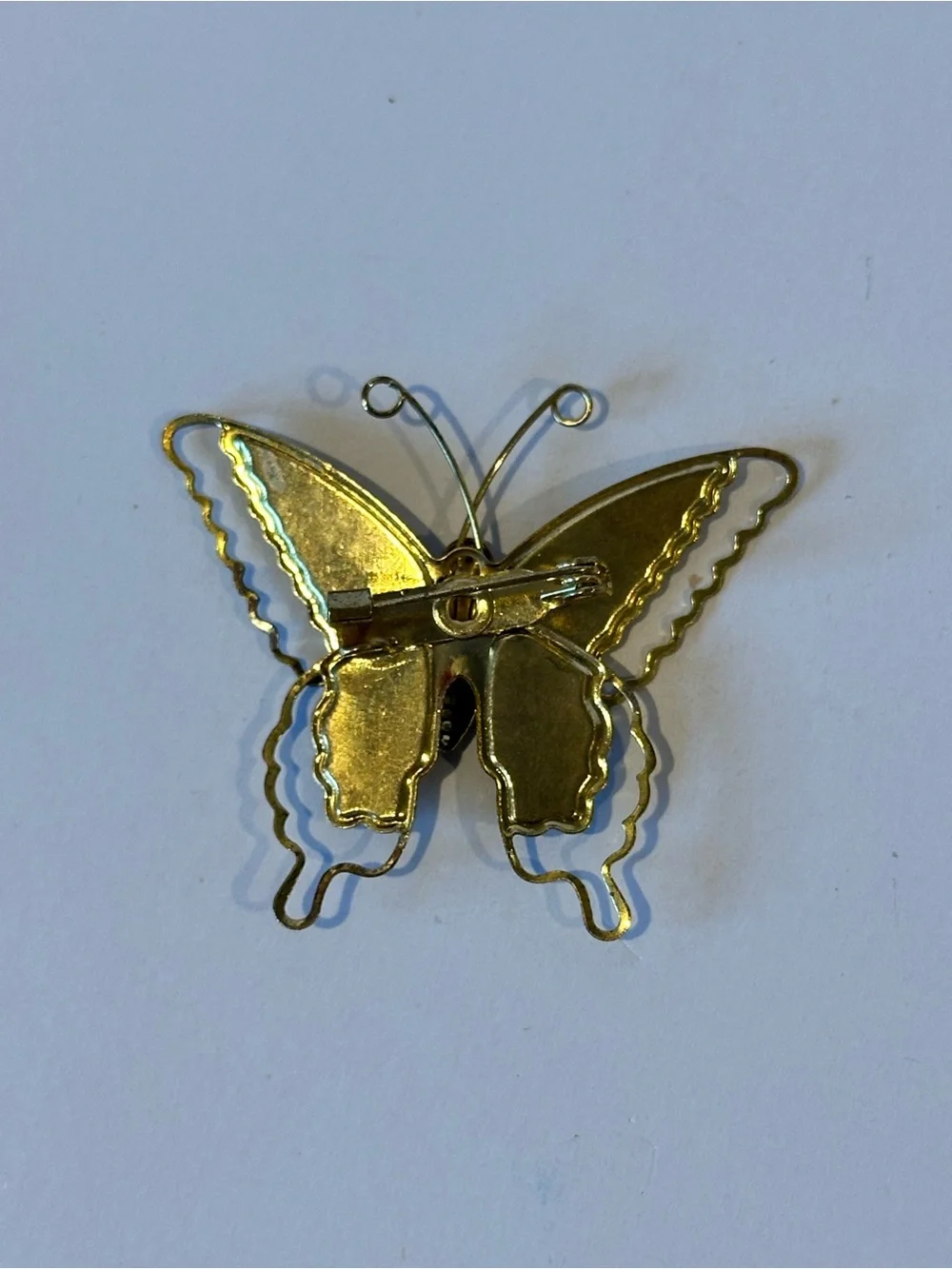 Vintage Butterfly Multicolor Enamel Cloisonne Brooch Pin in Gold Tone